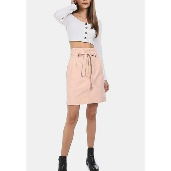 Gap Paperbag Mini Fairy Pink Belted Skirt WMNS 2 Pleated Front SoftGirl, Summer - Picture 1 of 10